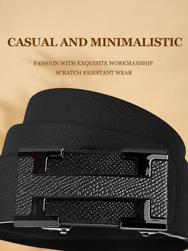 Men's Automatic Buckle Belt As Gift, Business Casual PU Leather Belt for Work Office, Fashion Belt for Party, Daily Decor, Trendy All-match & Exquisite Belt for Birthday Gift