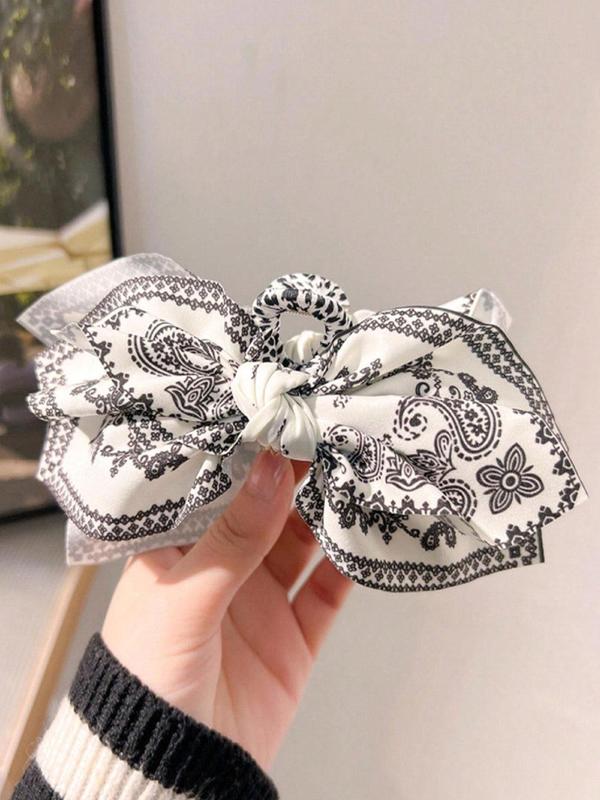 Women's Elegant Bowknot Design Hair Claw, Paisley Pattern Hair Claw, Boho Style Hair Accessories for Women & Girls, Vintage Hair Claw for Daily Life