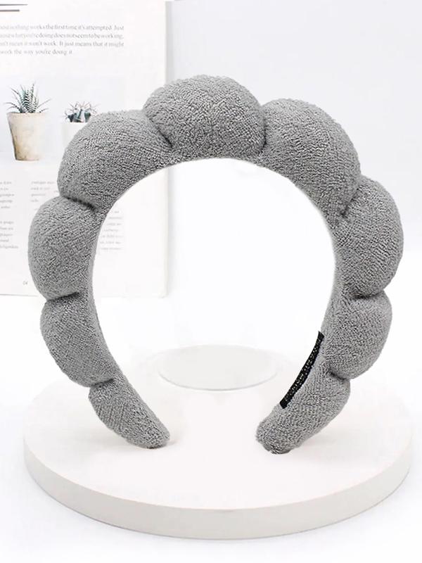 Solid Color Thick Sponge Hair Hoop For Warm & Winter, Textured Design Lovely Cute Hair Accessories For Women