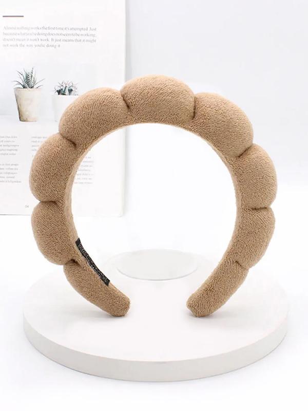 Solid Color Thick Sponge Hair Hoop For Warm & Winter, Textured Design Lovely Cute Hair Accessories For Women