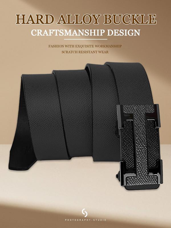 Men's Automatic Buckle Belt As Gift, Business Casual PU Leather Belt for Work Office, Fashion Belt for Party, Daily Decor, Trendy All-match & Exquisite Belt for Birthday Gift