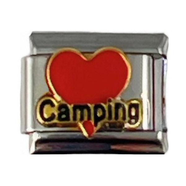 Italian Charm Link 9mm Red Heart Camping Charm