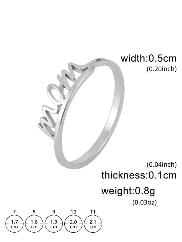 Elegant Letter Detail Stainless Steel Ring, Fashion Accessories for Women & Girls, Casual Jewelry for Party, Daily Clothing Decor, Trendy All-match & Exquisite Jewelry for Birthday Gift