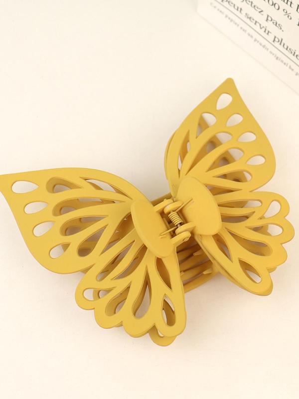 Solid Color Hollow Out Design Hair Claw for Women,  Summer 2024 Fashion Butterfly Shaped All-match Hair Accessories, Cute Lovely Hairwear for Daily Used