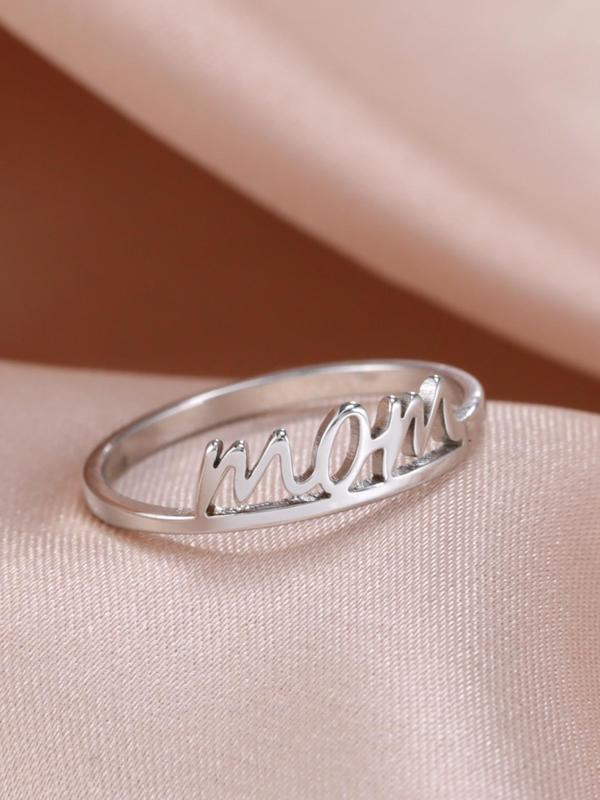 Elegant Letter Detail Stainless Steel Ring, Fashion Accessories for Women & Girls, Casual Jewelry for Party, Daily Clothing Decor, Trendy All-match & Exquisite Jewelry for Birthday Gift