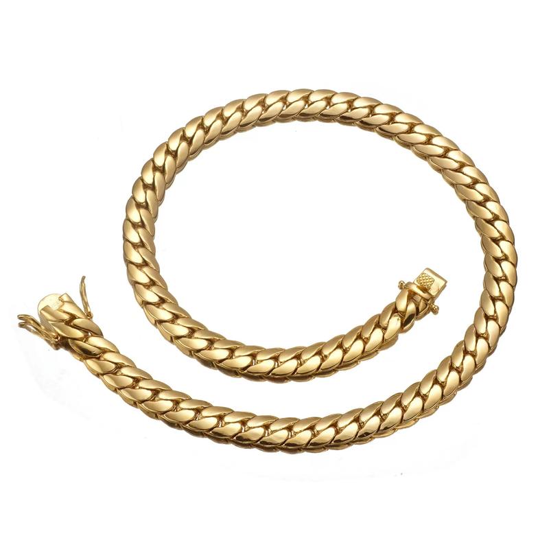 Unisex Trendy Cuban Chain Fashion Necklace & Bracelet, width 6mm-9.6mm, length 16