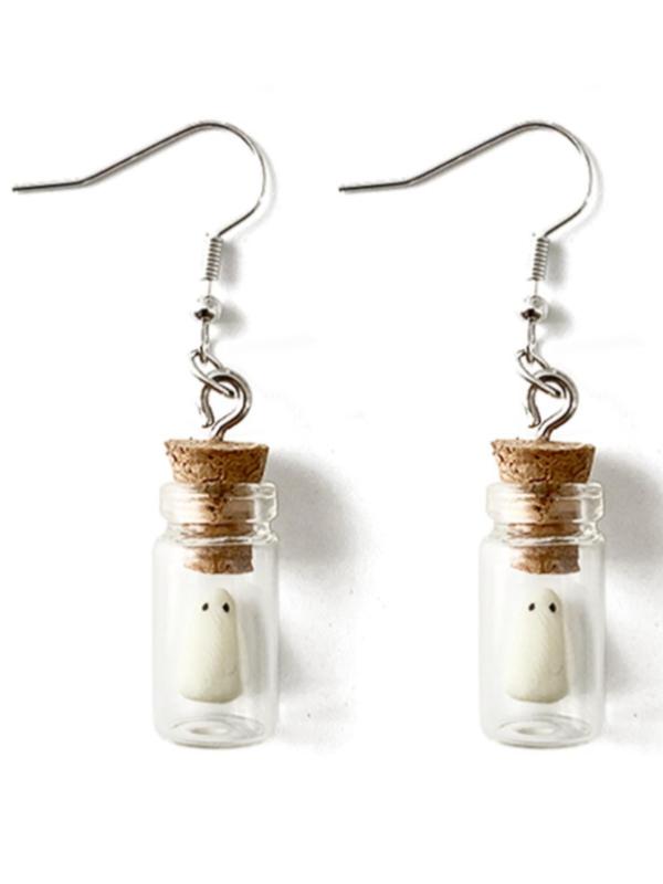 Luminous Ghost Glass Bottle Design Dangle Earrings, Cute  Dangle Earrings, Fashion Jewelry Accessories for Women & Girls