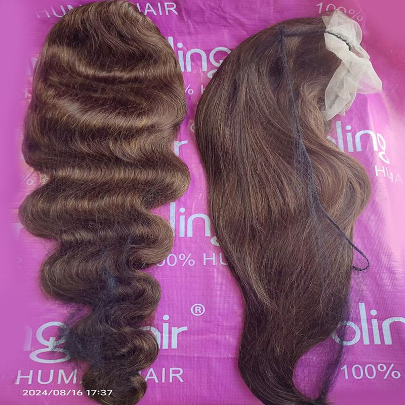 Bling Hair Fashion 13x6 Chocolate Brown Lace Front Wig Human Hair Pre Plucked HD Lace Body Wave Frontal Wigs Human Hair 4# Brown Colored Wigs Human Hair 180% Density