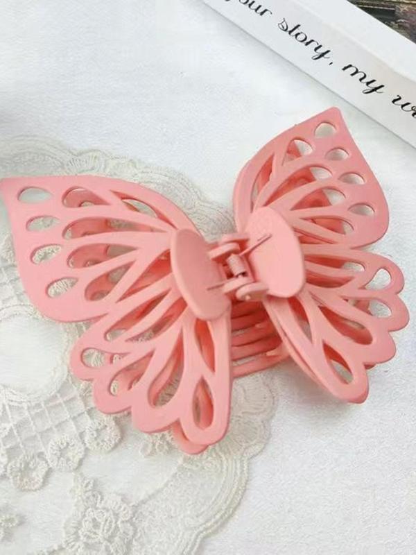 Solid Color Hollow Out Design Hair Claw for Women,  Summer 2024 Fashion Butterfly Shaped All-match Hair Accessories, Cute Lovely Hairwear for Daily Used