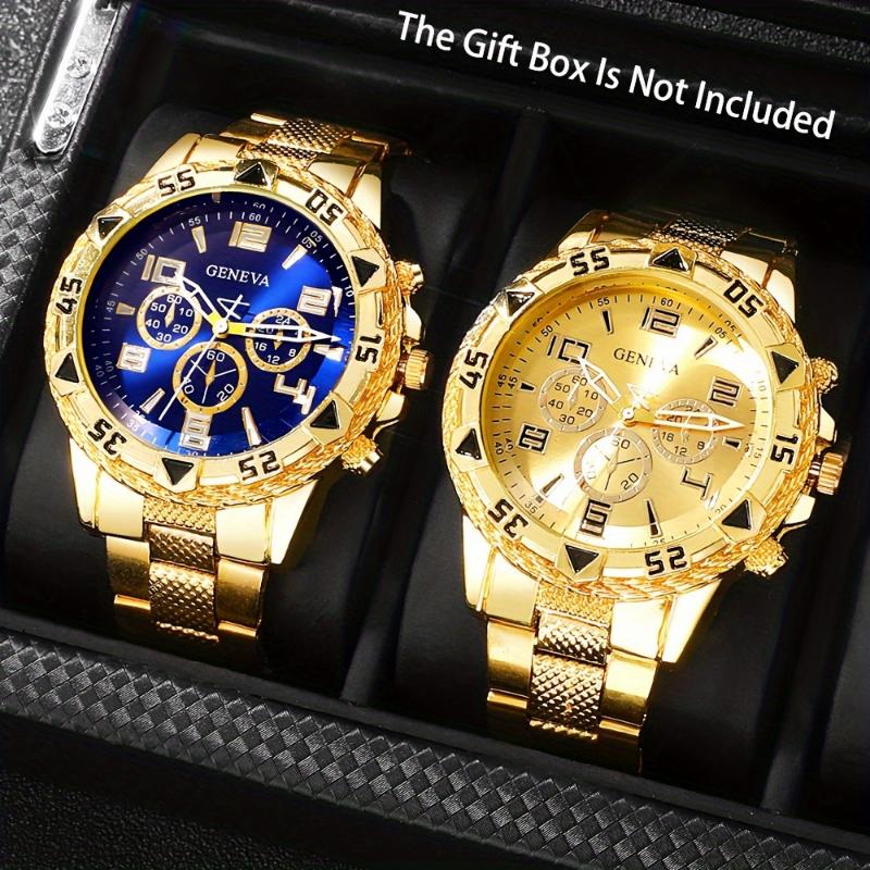 3-Piece 2-Piece Fashionable Business Men's Round Quartz Watch Set with Date Function, Stainless Steel Bands, Zinc Alloy Case, Electronic Movement, Pointer Display - Ideal for Valentine's, Easter, Eid Al-Adha, Birthday, Christmas Gifts