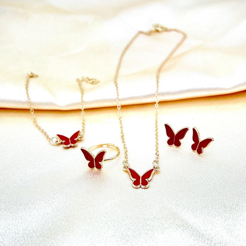 White Butterfly Drop Glaze Necklace Exquisite Simple Everything with A Small Fashion High-grade Collar Bone Chain Temperament Necklace Set