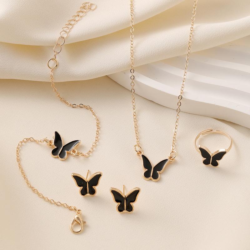 White Butterfly Drop Glaze Necklace Exquisite Simple Everything with A Small Fashion High-grade Collar Bone Chain Temperament Necklace Set