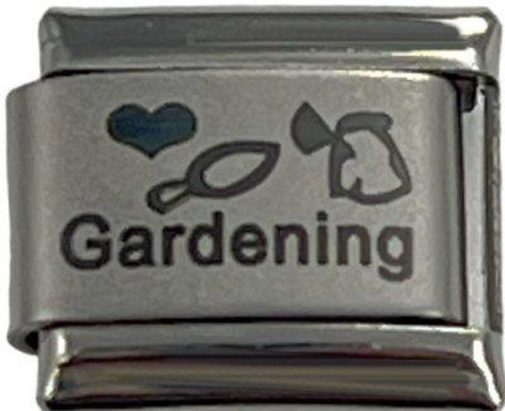 Italian Charm Link Laser Style I Love Gardening 9mm