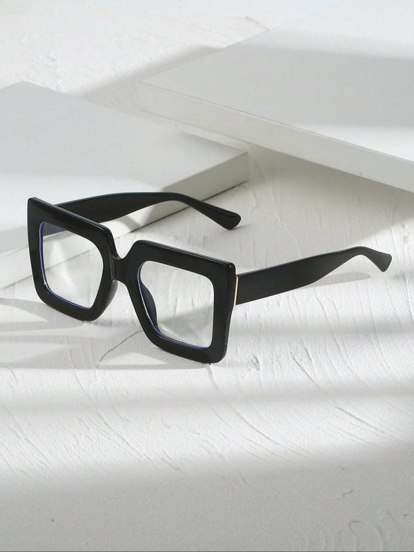 Unisex Vintage Oversized Square Frame Eyeglasses, Trendy Casual Eyeglasses for Everyday Use, Fashion Accessories for Outdoor Activities