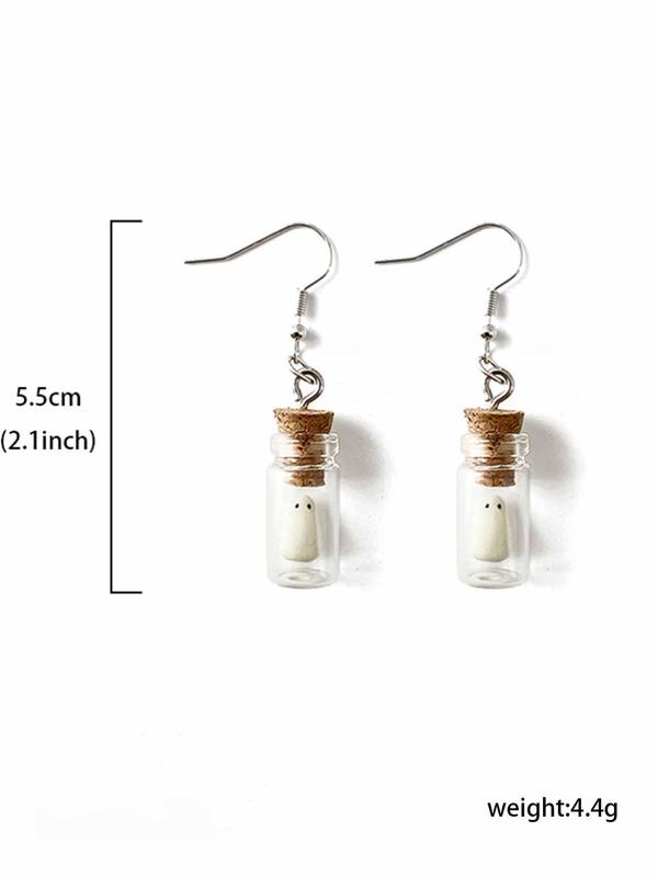 Luminous Ghost Glass Bottle Design Dangle Earrings, Cute  Dangle Earrings, Fashion Jewelry Accessories for Women & Girls