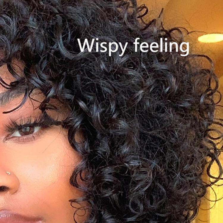 LUVME Throw On & Go Shaggy Style Funmi Curly Glueless No Lace Wig with Bangs