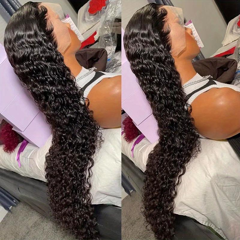 40 Inch Brazilian Original Human Hair Jerry Kinky Curly Lace Front Wig 250% Density Transparent HD 13x4 Lace Front Wig Curly Wave 100% Real Hair Wig Remy Pre-Plucked Bleached Knots with Baby Hair Natural Color