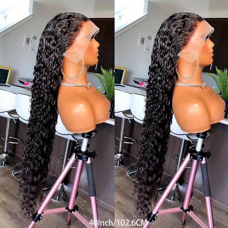 40 Inch Brazilian Original Human Hair Jerry Kinky Curly Lace Front Wig 250% Density Transparent HD 13x4 Lace Front Wig Curly Wave 100% Real Hair Wig Remy Pre-Plucked Bleached Knots with Baby Hair Natural Color