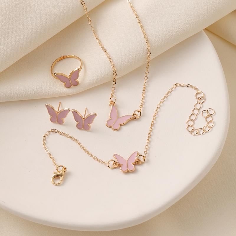 White Butterfly Drop Glaze Necklace Exquisite Simple Everything with A Small Fashion High-grade Collar Bone Chain Temperament Necklace Set