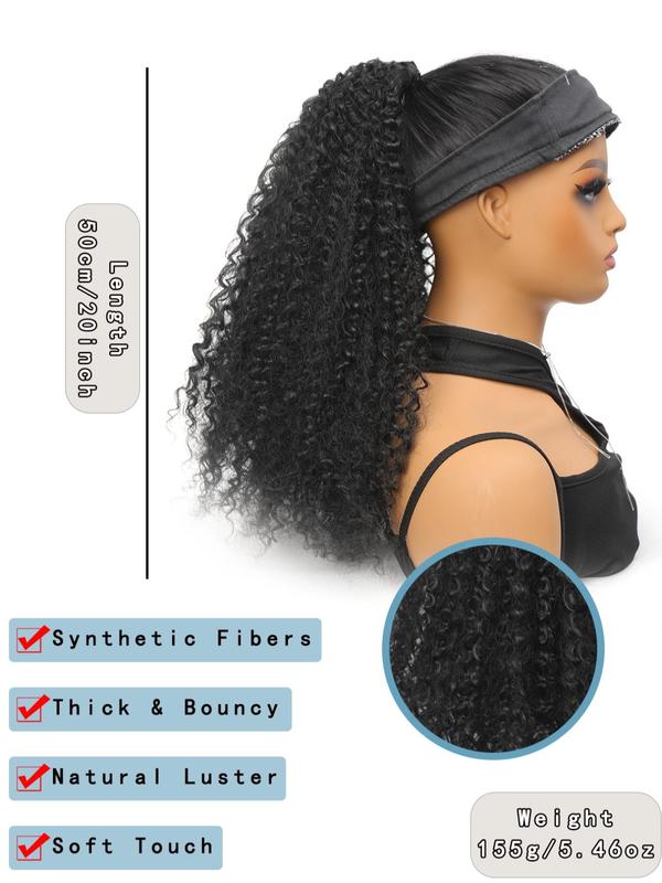 20 Inch Drawstring Kinky Coily Ponytail Extension, Natural Afro Coily Ponytail Extension, Synthetic Instant Clip Ponytail, Afro Kinky Curly Hair Piece