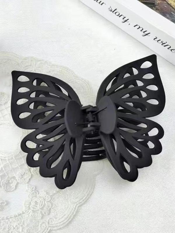 Solid Color Hollow Out Design Hair Claw for Women,  Summer 2024 Fashion Butterfly Shaped All-match Hair Accessories, Cute Lovely Hairwear for Daily Used