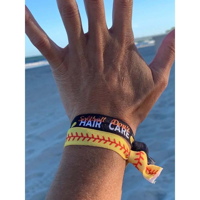 Girls Softball Hair Don't Care Hair Ties Set