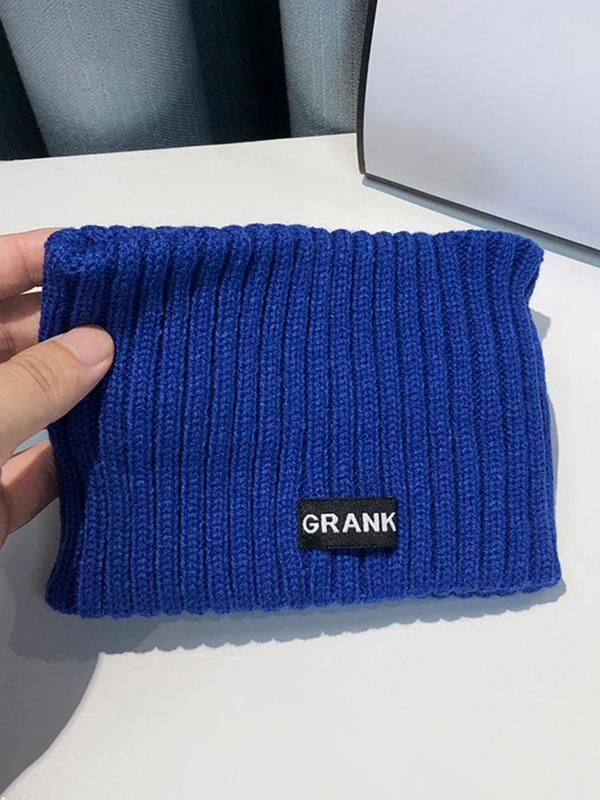 Solid Color Letters Label Decor Knit Warm Hair Band, Casual Wide Band Hair Band for Women & Girls, Fashion Hair Accessories for Daily Wear