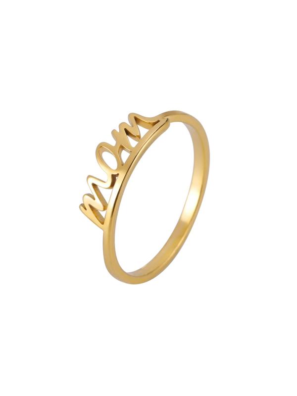 Elegant Letter Detail Stainless Steel Ring, Fashion Accessories for Women & Girls, Casual Jewelry for Party, Daily Clothing Decor, Trendy All-match & Exquisite Jewelry for Birthday Gift